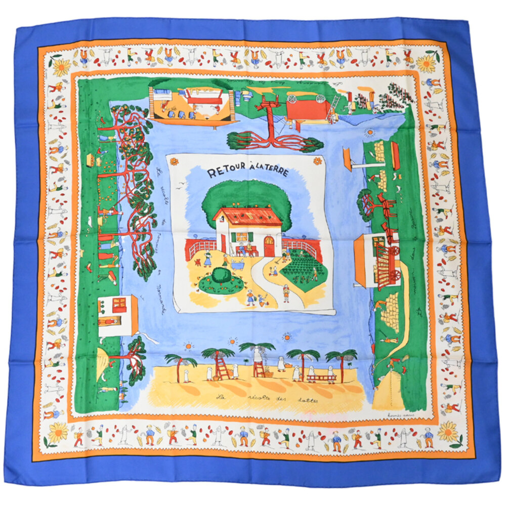 Hermes Carre 90 RETOUR A LA TERRE (Returning Home) Women's Scarf/Muffler, 100...